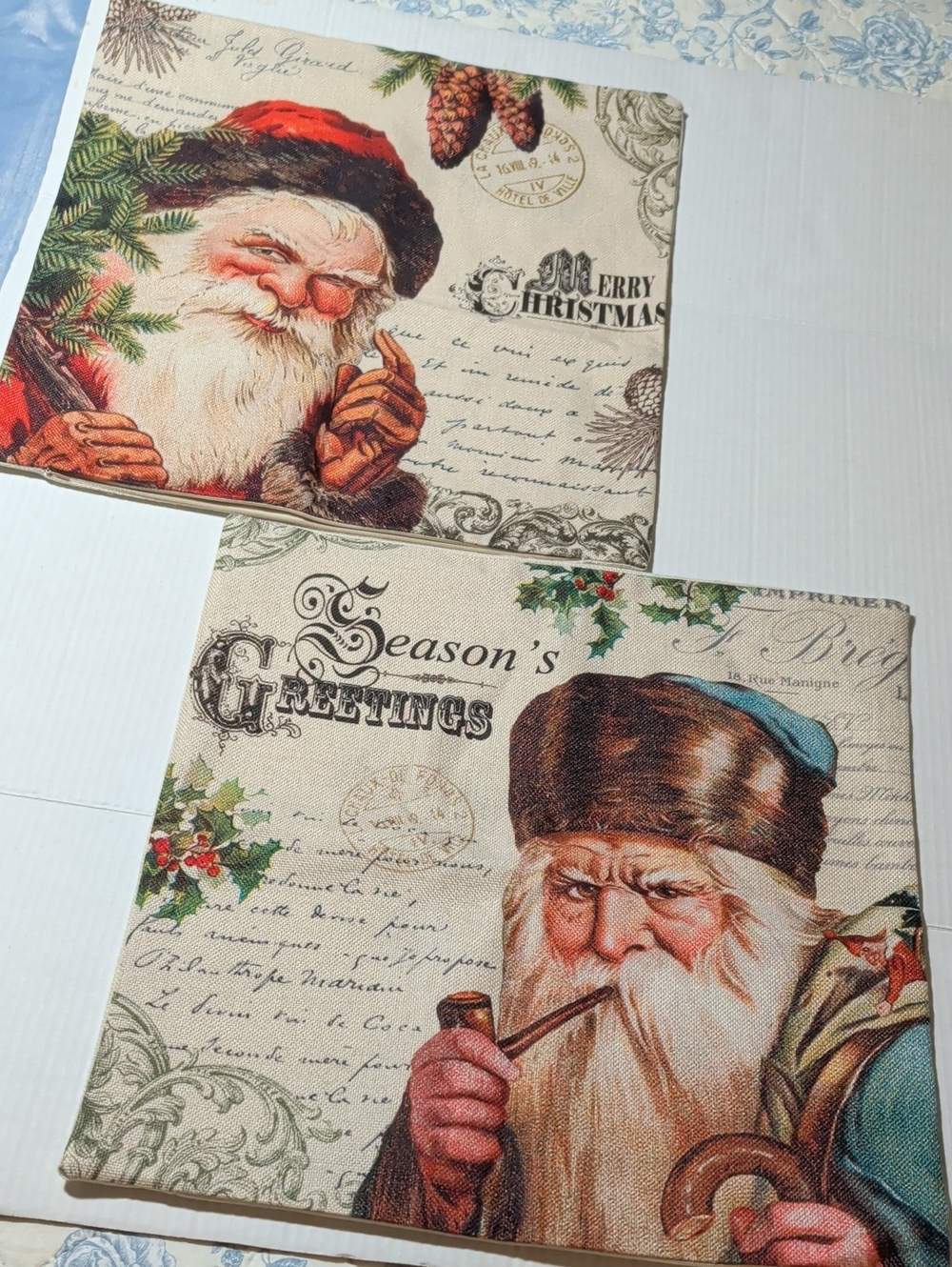 Vintage-Style Season's Greetings Santa Pillowcase Covers